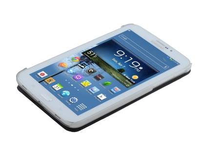 Book-Style Case with Stand for Samsung Galaxy Tab 3 7.0 - Black/Frosted Clear
