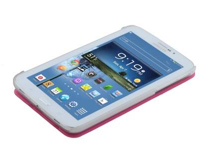 Book-Style Case with Stand for Samsung Galaxy Tab 3 7.0 - Pink/Frosted Clear