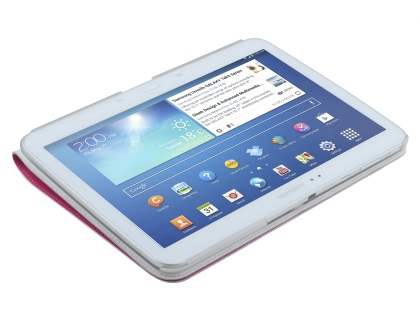 Premium Genuine Leather Slim Portfolio Case with Stand for Samsung Galaxy Tab 3 10.1 - Pink