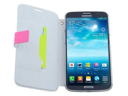 Slim Genuine Leather Portfolio Case for Samsung Galaxy Mega 6.3 I9200 - Pink