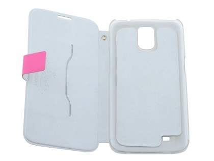 Slim Genuine Leather Portfolio Case for Samsung Galaxy Mega 6.3 I9200 - Pink
