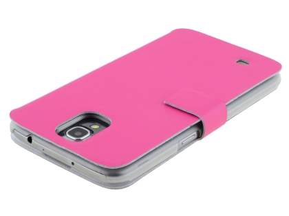 Slim Genuine Leather Portfolio Case for Samsung Galaxy Mega 6.3 I9200 - Pink