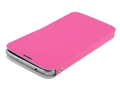 Slim Genuine Leather Portfolio Case for Samsung Galaxy Mega 6.3 I9200 - Pink