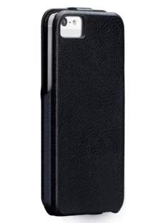 Slim Genuine Leather Flip Case for iPhone SE(1st Gen)/5s/5 - Classic Black