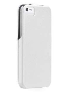 Slim Genuine Leather Flip Case for iPhone SE(1st Gen)/5s/5 - Pearl White