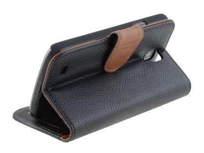Synthetic Leather Wallet Case with Stand for Samsung Galaxy Mega 6.3 I9200 - Classic Black