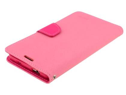 Mercury Goospery Colour Fancy Diary Case with Stand for Samsung Galaxy Note 3 - Pink/Hot Pink