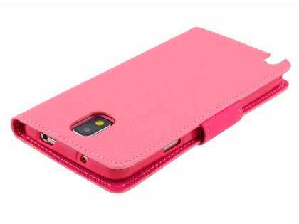Mercury Goospery Colour Fancy Diary Case with Stand for Samsung Galaxy Note 3 - Pink/Hot Pink