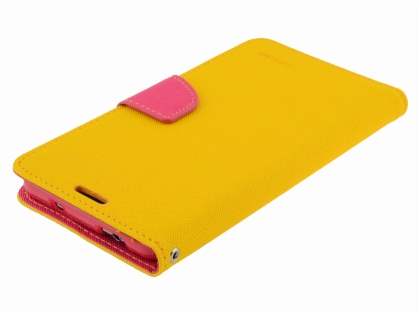 Mercury Goospery Colour Fancy Diary Case with Stand for Samsung Galaxy Note 3 - Yellow/Hot Pink