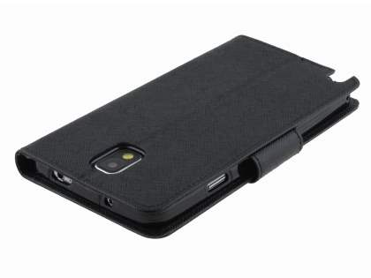 Mercury Goospery Colour Fancy Diary Case with Stand for Samsung Galaxy Note 3 - Classic Black
