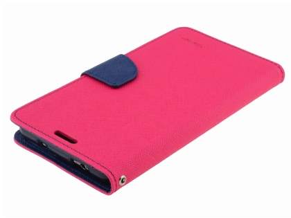 Mercury Goospery Colour Fancy Diary Case with Stand for Samsung Galaxy Note 3 - Hot Pink/Navy