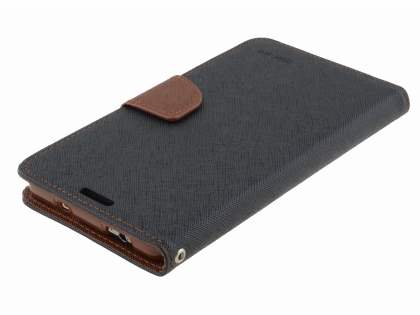 Mercury Goospery Colour Fancy Diary Case with Stand for Samsung Galaxy Note 3 - Black/Brown