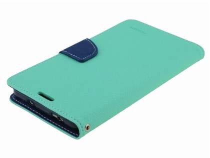 Mercury Goospery Colour Fancy Diary Case with Stand for Samsung Galaxy Note 3 - Mint/Navy