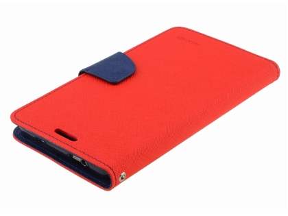Mercury Goospery Colour Fancy Diary Case with Stand for Samsung Galaxy Note 3 - Red/Navy