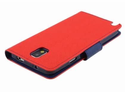 Mercury Goospery Colour Fancy Diary Case with Stand for Samsung Galaxy Note 3 - Red/Navy
