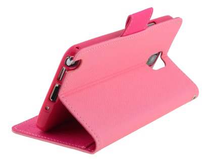 Mercury Goospery Colour Fancy Diary Case with Stand for Samsung Galaxy Note 3 - Pink/Hot Pink