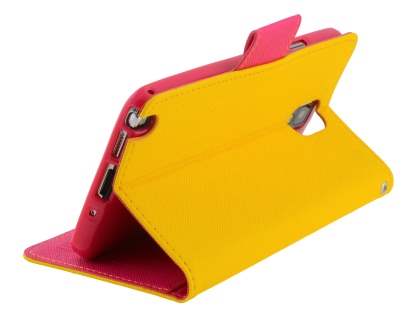 Mercury Goospery Colour Fancy Diary Case with Stand for Samsung Galaxy Note 3 - Yellow/Hot Pink