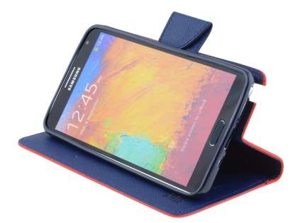 Mercury Goospery Colour Fancy Diary Case with Stand for Samsung Galaxy Note 3 - Red/Navy