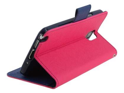 Mercury Goospery Colour Fancy Diary Case with Stand for Samsung Galaxy Note 3 - Hot Pink/Navy