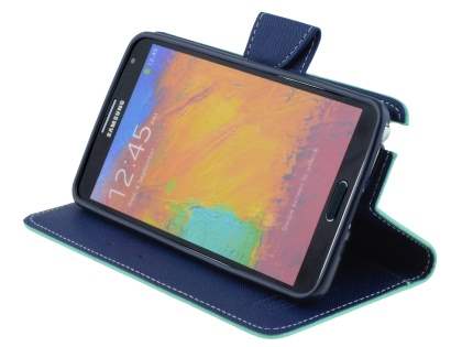 Mercury Goospery Colour Fancy Diary Case with Stand for Samsung Galaxy Note 3 - Mint/Navy