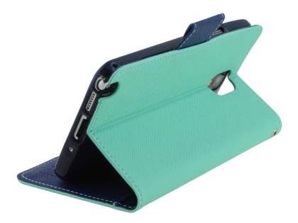 Mercury Goospery Colour Fancy Diary Case with Stand for Samsung Galaxy Note 3 - Mint/Navy