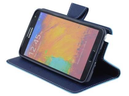 Mercury Goospery Colour Fancy Diary Case with Stand for Samsung Galaxy Note 3 - Blue/Navy