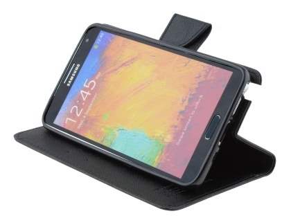 Mercury Goospery Colour Fancy Diary Case with Stand for Samsung Galaxy Note 3 - Classic Black
