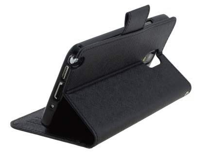 Mercury Goospery Colour Fancy Diary Case with Stand for Samsung Galaxy Note 3 - Classic Black