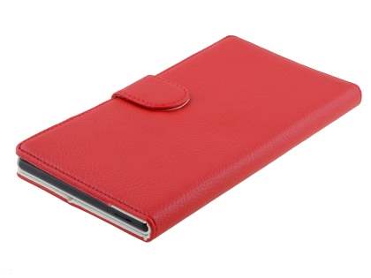 Slim Synthetic Leather Wallet Case with Stand for Sony Xperia Z Ultra - Red