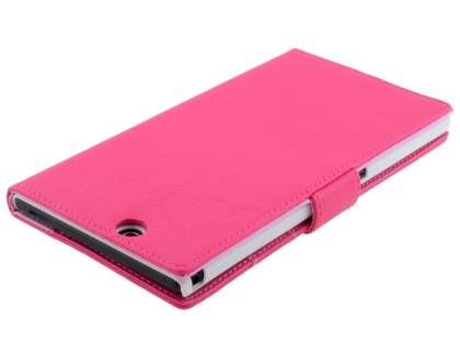 Slim Synthetic Leather Wallet Case with Stand for Sony Xperia Z Ultra - Pink