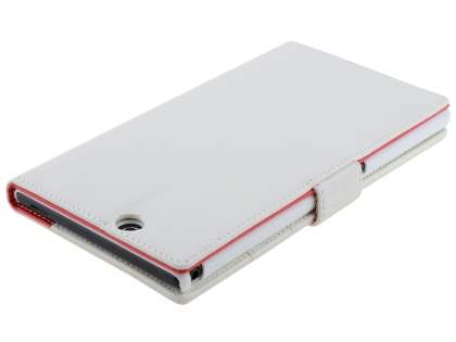Slim Synthetic Leather Wallet Case with Stand for Sony Xperia Z Ultra - Pearl White