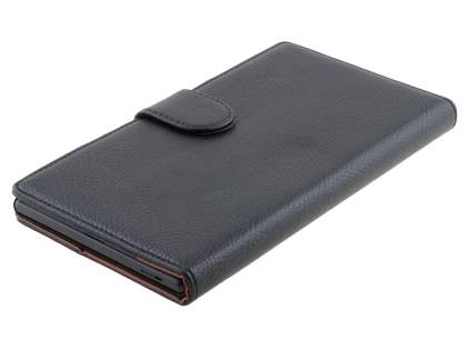 Slim Synthetic Leather Wallet Case with Stand for Sony Xperia Z Ultra - Classic Black