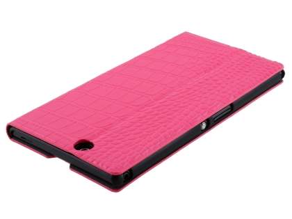TS-CASE crocodile pattern Genuine leather Wallet Case for Sony Xperia Z Ultra - Pink