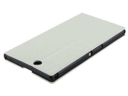 TS-CASE crocodile pattern Genuine leather Wallet Case for Sony Xperia Z Ultra - Pearl White