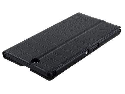 TS-CASE crocodile pattern Genuine leather Wallet Case for Sony Xperia Z Ultra - Classic Black
