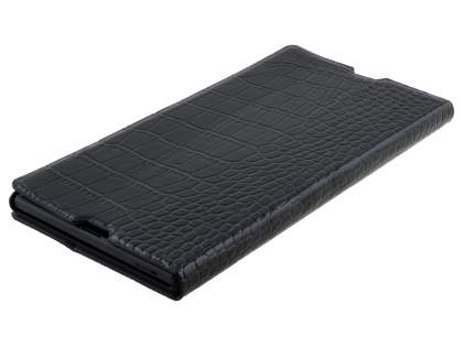 TS-CASE crocodile pattern Genuine leather Wallet Case for Sony Xperia Z Ultra - Classic Black