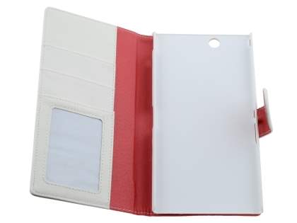 Slim Synthetic Leather Wallet Case with Stand for Sony Xperia Z Ultra - Red