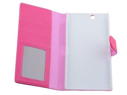 Slim Synthetic Leather Wallet Case with Stand for Sony Xperia Z Ultra - Pink