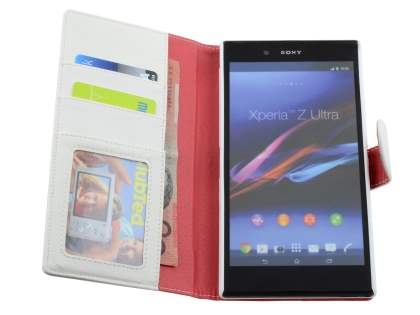 Slim Synthetic Leather Wallet Case with Stand for Sony Xperia Z Ultra - Pearl White