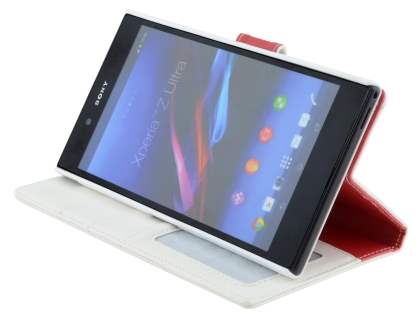 Slim Synthetic Leather Wallet Case with Stand for Sony Xperia Z Ultra - Pearl White