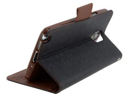 Mercury Goospery Colour Fancy Diary Case with Stand for Samsung Galaxy Note 3 - Black/Brown