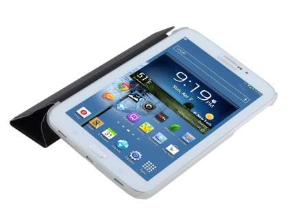Book-Style Case with Stand for Samsung Galaxy Tab 3 7.0 - Black/Frosted Clear