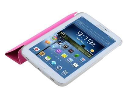 Book-Style Case with Stand for Samsung Galaxy Tab 3 7.0 - Pink/Frosted Clear