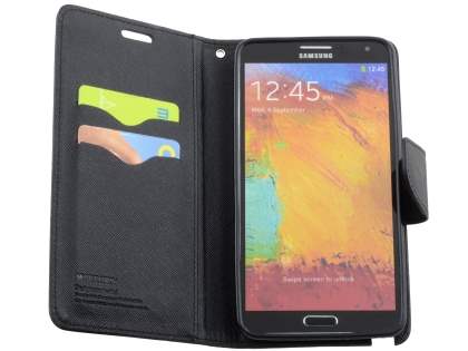 Mercury Goospery Colour Fancy Diary Case with Stand for Samsung Galaxy Note 3 - Classic Black