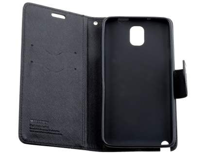 Mercury Goospery Colour Fancy Diary Case with Stand for Samsung Galaxy Note 3 - Classic Black