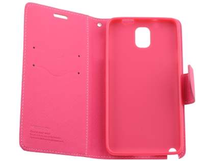 Mercury Goospery Colour Fancy Diary Case with Stand for Samsung Galaxy Note 3 - Yellow/Hot Pink