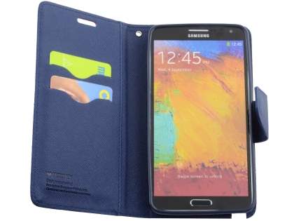 Mercury Goospery Colour Fancy Diary Case with Stand for Samsung Galaxy Note 3 - Hot Pink/Navy