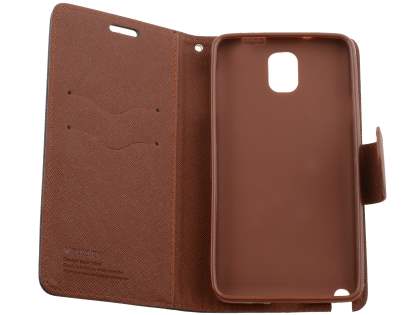 Mercury Goospery Colour Fancy Diary Case with Stand for Samsung Galaxy Note 3 - Black/Brown