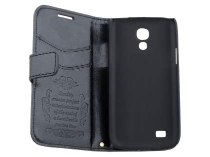 Synthetic Leather Wallet Case with Stand for Samsung Galaxy S4 mini - Classic Black