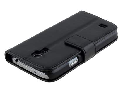 Synthetic Leather Wallet Case with Stand for Samsung Galaxy S4 mini - Classic Black